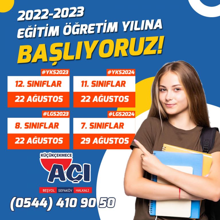 22 Ağustos'ta derslerimize başlıyoruz. Beşyol Açı, dershanesi Sefaköy Açı dershanesi , Halkalı Açı dershanesi , Atakent Açı dershanesi Küçükçekmece Açı dershanesi